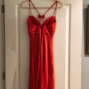 Dina Bar-el Long red dress,silk with a small train